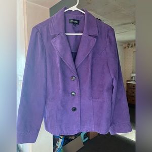Suede Leather Purple Peacoat Jacket Coat VTG